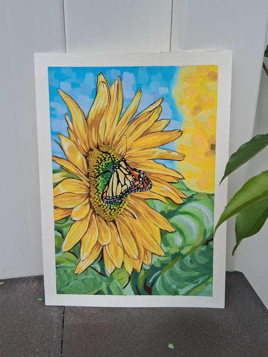 Sunflower with butterfly
